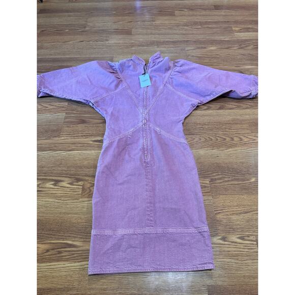 ISABEL MARANT ÉTOILE PUFF SLEEVE DENIM DRESS IN PINK size 34 / us XS - Picture 13 of 15